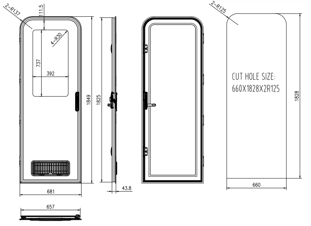 Caravan Door Dimensions Radius Top 660x1828 1