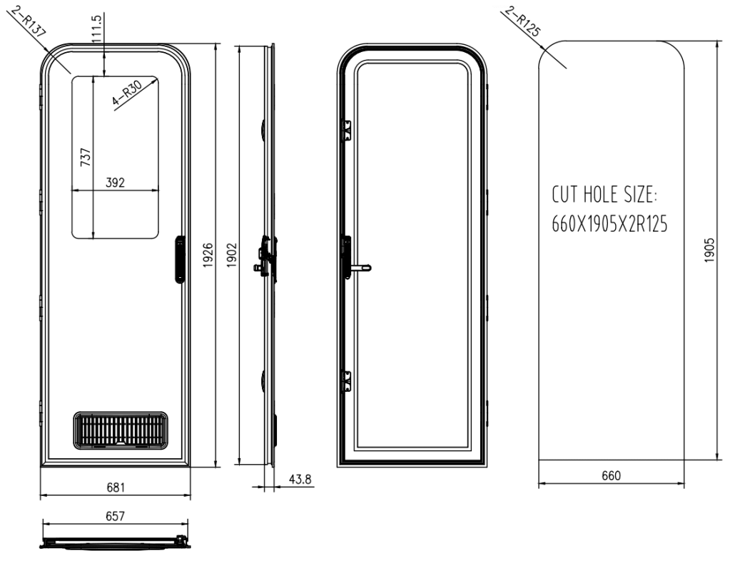 Caravan Door Dimensions Radius Top 660x1905 1