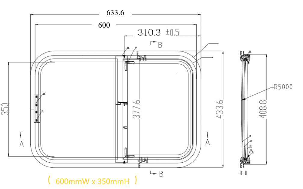 small curved van window